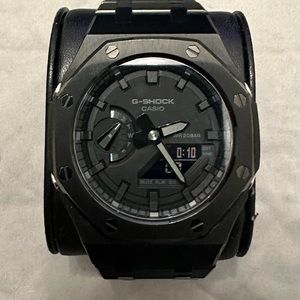 Casio G-shock custom with metal bracelet strap black model GA2100